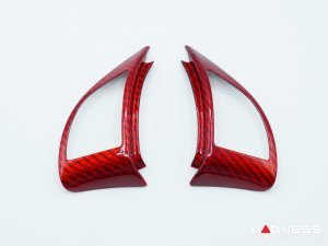 FIAT 500 Steering Wheel Trim Set - 2 pieces - Carbon Fiber - Red Pearl Finish